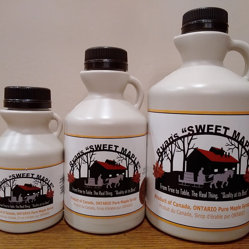 250ml, 500ml, and 1L maple syrup plastic jugs
