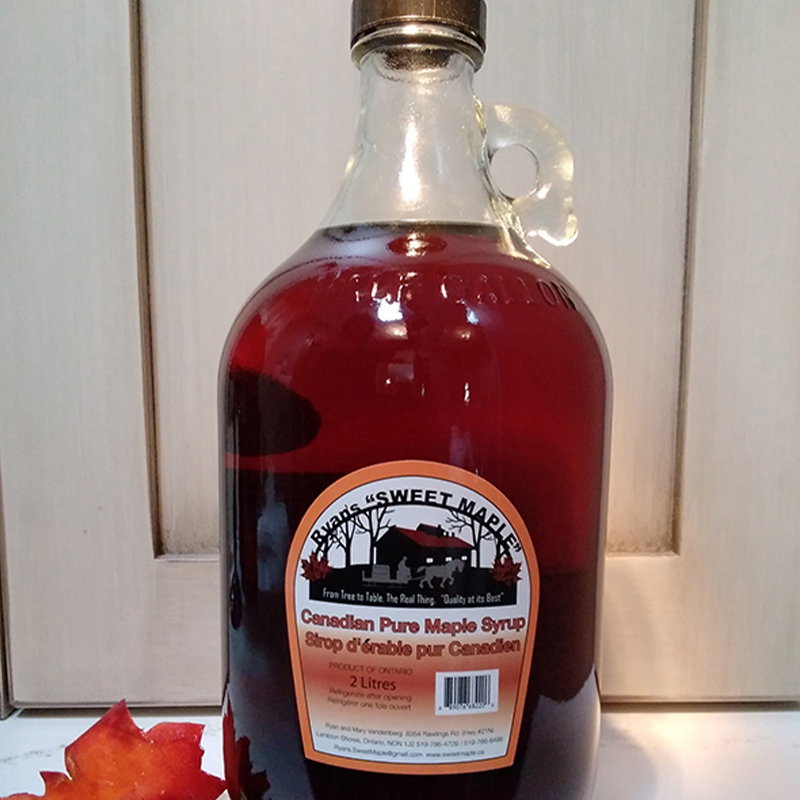 2L Glass bottle of Canadian Pure Maple Syrup