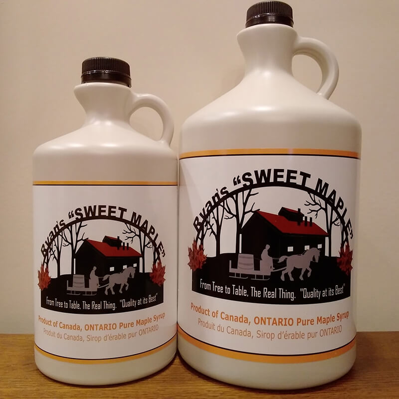 2L & 4L plastic jugs for Ontario Pure Maple Syrup