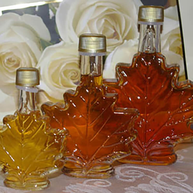 Glass Maple Leaf Bottles for Maple Syrup